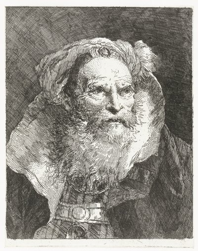 Mann mit Turban und hohem Kragen von Giovanni Domenico Tiepolo
