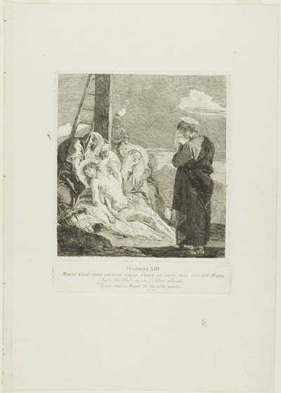 Die Kreuzabnahme, Tafel dreizehn aus Kreuzwegstationen von Giovanni Domenico Tiepolo