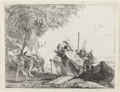 Die Heilige Familie geht an Land von Giovanni Domenico Tiepolo