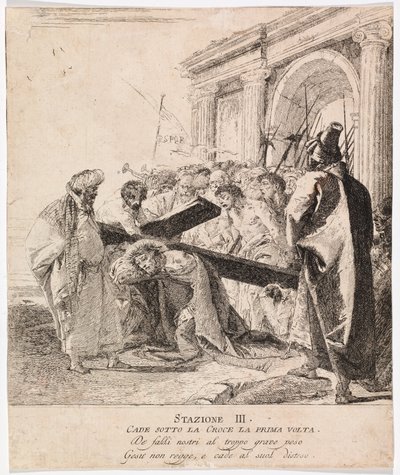 Via Crucis - Station III. Jesus fällt zum ersten Mal von Giovanni Domenico Tiepolo