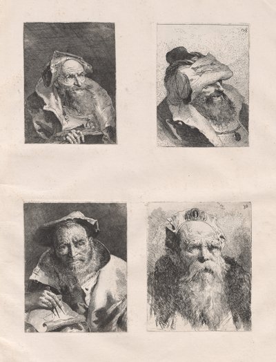 Raccolta di teste (Teile I und II) von Giovanni Domenico Tiepolo, after Giovanni Battista Tiepolo