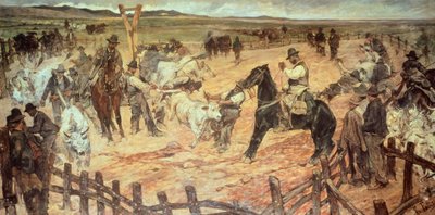 Markierung junger Stiere in Maremma von Giovanni Fattori