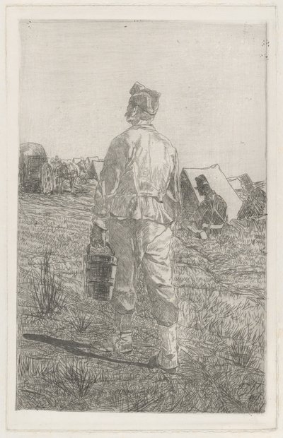 Soldat mit Eimer, von hinten gesehen von Giovanni Fattori