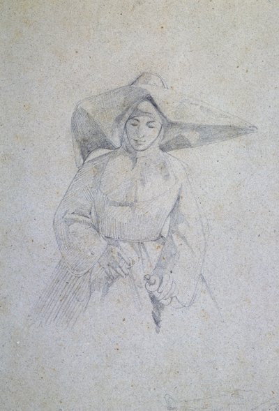 Studie einer Nonne für Das italienische Lager in der Schlacht von Magenta von Giovanni Fattori von Giovanni Fattori