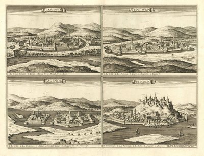 Kassa, Hatvan, Szolnok és Belgrád vára (Giovanni Giacomo De Rossi, 1683) von Giovanni Giacomo De Rossi
