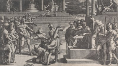 Das Martyrium des Heiligen Paulus und die Verurteilung des Heiligen Petrus von Giovanni Jacopo Caraglio