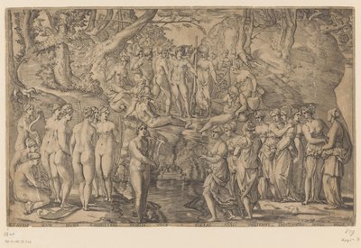 Wettbewerb zwischen den Musen und den Pieriden von Giovanni Jacopo Caraglio