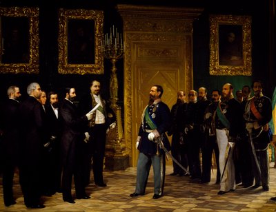 Annexion Italiens präsentiert an Viktor Emanuel II. von toskanischen Delegierten, von Giovanni Mochi, Ära der Vereinigung, Italien von Giovanni Mochi
