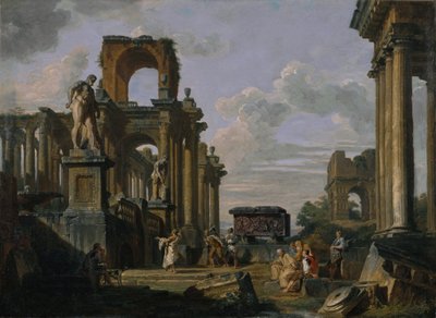 古代建築と彫刻のカプリッチョ von Giovanni Paolo Panini