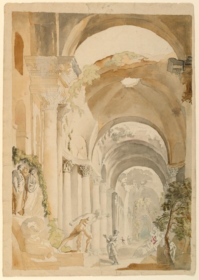Römische Ruinen mit Figuren, ca. 1745 von Giovanni Paolo Panini