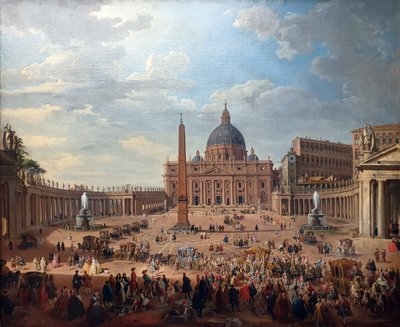 Ritt des Duc de Choiseul (1719-1785) auf dem Petersplatz in Rom von Giovanni Paolo Panini