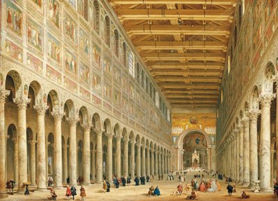Innenansicht von San Paolo Fuori le Mura, Blick zum Altar von Giovanni Paolo Pannini