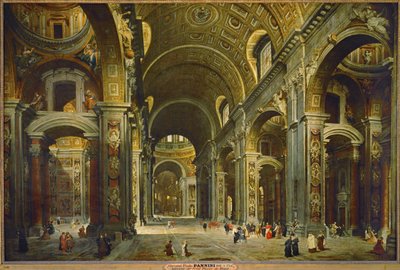 Der Kardinal Melchior de Polignac besucht St. Peter in Rom von Giovanni Paolo Pannini or Panini