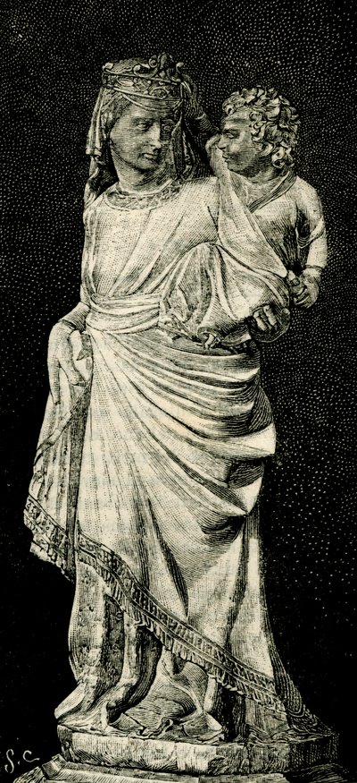 Madonna mit Kind, Statue von Giovanni Pisano (ca. 1240-ca. 1320), Prato-Kathedrale, Toskana, Italien, Holzschnitt aus 