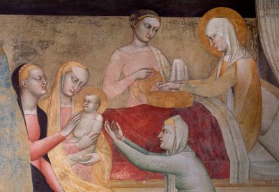 Das Leben der Jungfrau: Die Geburt Mariens (Detail) von Giovanni da Milano