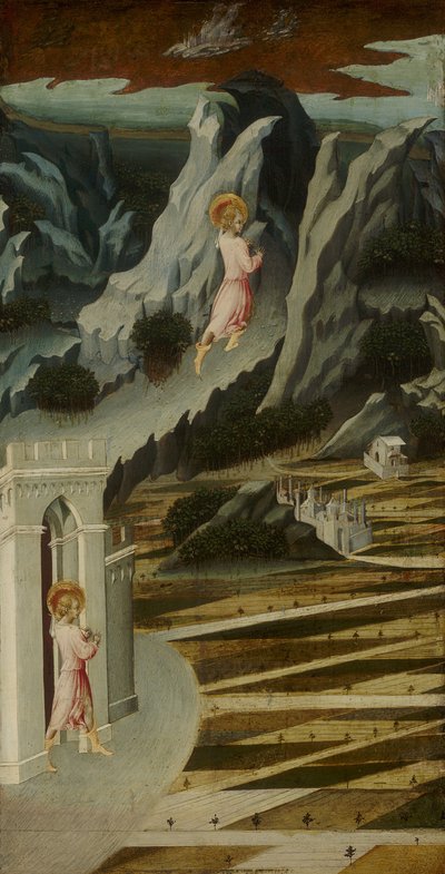 Johannes der Täufer betritt die Wildnis von Giovanni di Paolo
