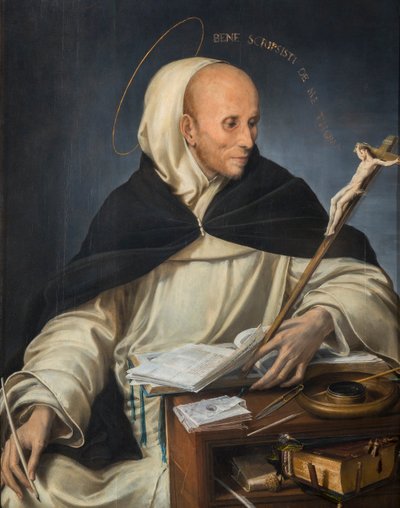Porträt eines Mönchs als St. Thomas von Aquin von Girolamo Mazzola Bedoli