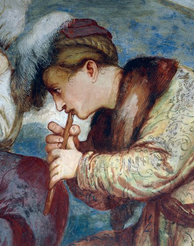 Flötenquartett, Detail der Fresken von Girolamo Romanino (ca. 1484-nach 1559), im Auftrag von Bernardo Clesio von Girolamo Romanino