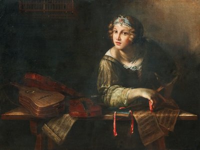 Allegorische Darstellung mit Musikinstrumenten und Noten, zweite Hälfte des 17. Jahrhunderts von Girolamo Scaglia