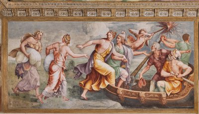 Die Entführung der Helena, Das Trojanische Pferd, Kammer von Troja (Sala di Troia) von Giulio (and workshop) Romano