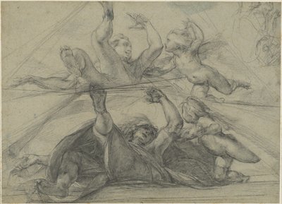 Deckenstudien eines Propheten und eines Putto von unten gesehen von Giulio Cesare Procaccini