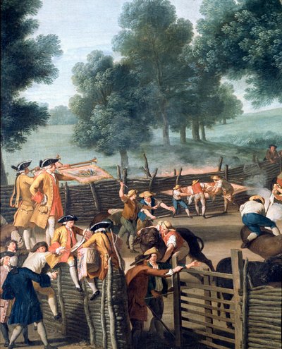 Viehbrandmarkung in der Nähe von Rom. Das Publikum der Aristokraten (Detail) von Giuseppe Bottani