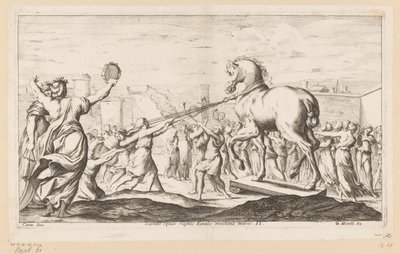 Das Trojanische Pferd wird hereingebracht (Die Irrfahrten des Aeneas) von Giuseppe Maria Mitelli
