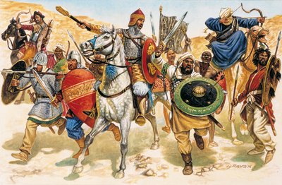 Heiliger Krieg: muslimische Soldaten kämpfen gegen christliche Feinde von Giuseppe Rava