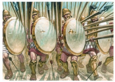 Königreich Makedonien: Der Angriff der makedonischen Phalangiten - Illustration von Giuseppe Rava von Giuseppe Rava