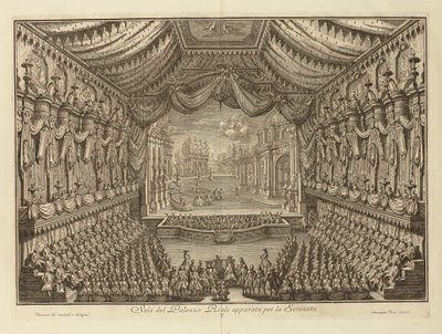 Die Aufführung von La Serenata im Königspalast von Neapel von Giuseppe Vasi
