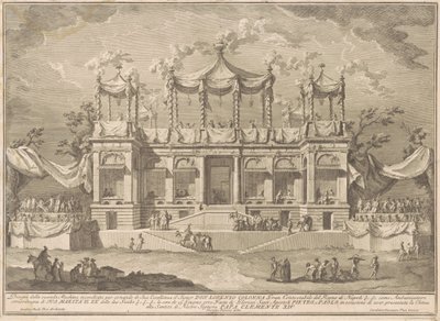 Die zweite Maschine für die Chinea von 1770: Das Fischmarktportikus von Giuseppe Vasi, after Giuseppe Palazzi, after Paolo Posi