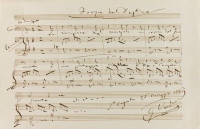 Musikalisches Zitat aus La forza del destino, St. Agata, 28. Mai 1869, 1869 von Giuseppe Verdi