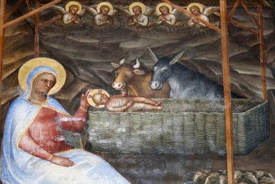 Das Baptisterium von Padua. Deckenfresken 14. Jahrhundert von Giusto de Menabuoi. Die Geburt Christi. Padua. Italien. von Giusto di Giovanni de