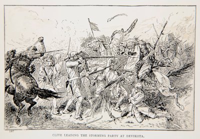 Clive führt die Sturmtruppe bei Devikota, eine Illustration aus 