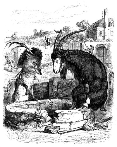 Der Fuchs und die Ziege: Fabel von La Fontaine, illustriert von Grandville. von Grandville (1803 47)