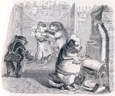 Die Erziehung - Fabeln von La Fontaine von Grandville