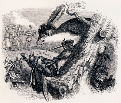 Der Milan und die Nachtigall - Fabeln von La Fontaine von Grandville