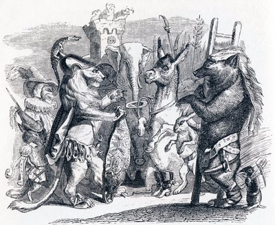 Der Löwe zieht in den Krieg - Fabeln von La Fontaine von Grandville