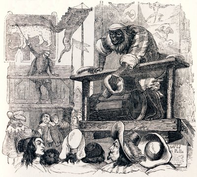 Der Affe und der Leopard - Fabeln von La Fontaine von Grandville