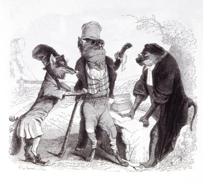 Der Wolf, der vor dem Affen gegen den Fuchs plädiert von Grandville (1803 47)