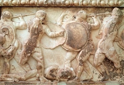 Gigantomachie (Schlacht zwischen Göttern und Riesen) (Relief, Fries, 525 v. Chr.) von Greek