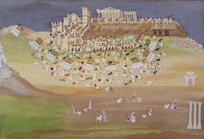 Erste Schlacht von Athen im Jahr 1826, aus der Bildgeschichte des griechischen Unabhängigkeitskrieges von Greek School