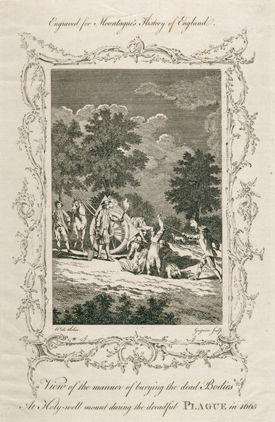 Begräbnis von Pestopfern, Holywell Mount, Shoreditch, London, 1665, spätes 18. Jahrhundert von Grignion