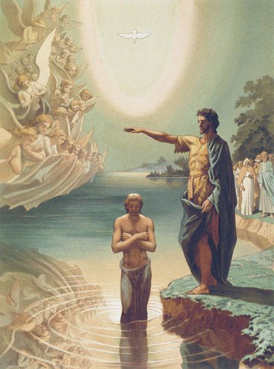 Die Taufe Christi, ca. 1860 (Lithografie) von Grigori Grigorevich (after) Gagarin