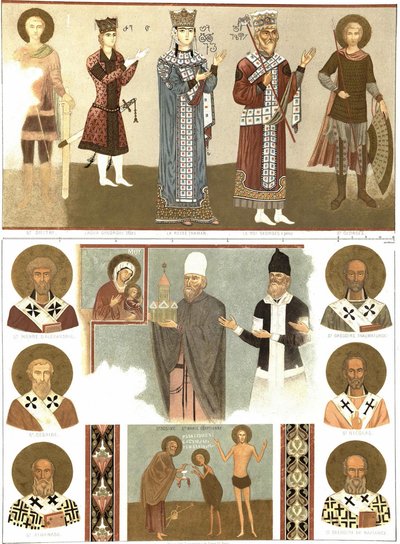 Wandmalereien des Betania-Klosters aus Le Caucase Pittoresque, 1847 von Grigori Grigorevich Gagarin