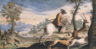 Hirsch- und Wildschweinjagd von Guercino