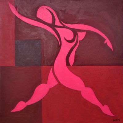 Studie einer Figur im kubischen Raum, Pinke Version, 2015 von Guilherme Pontes
