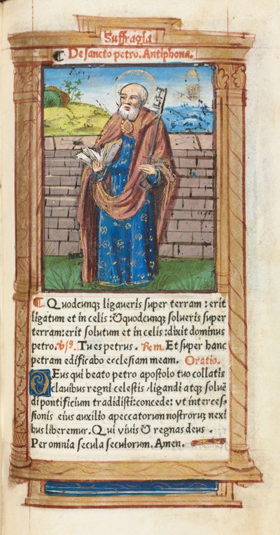 Gedrucktes Stundenbuch Gebrauch von Rom: fol. 99r, St. Peter, 1510 von Guillaume Le Rouge