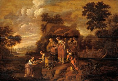 Die Tochter des Pharao entdeckt Moses im Schilfkorb von Guilliam du Gardijn