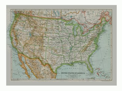 Karte der Vereinigten Staaten von Amerika, ca. 1910 von Gull Engraving Company